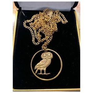 Hand Cut Owl Coin Necklace